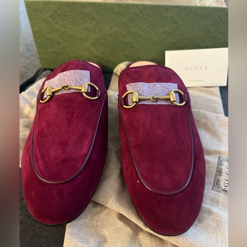 Gucci violet suede horse bit mule